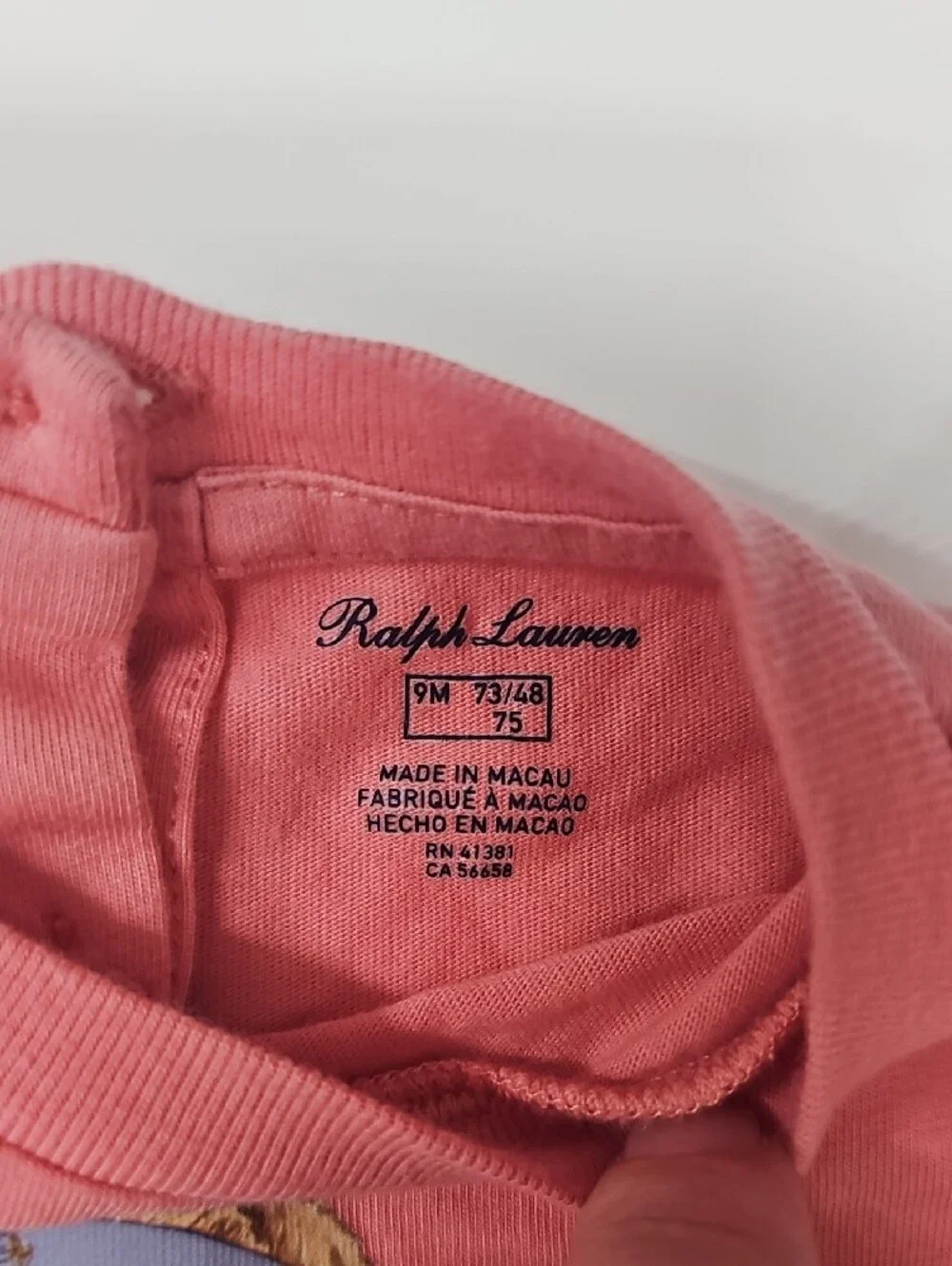 Ralph Lauren Pink Polo Bear Ruffle Hem Tee Size 9 Month